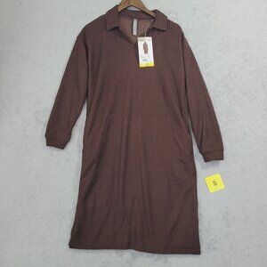 NEW Mondetta Collared Long Sleeve Dress Made  EcoVero Fabric Small Ribbed// 25CT